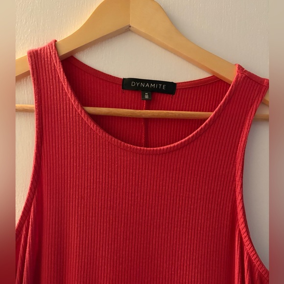 Dynamite Sleeveless Coral Ribbed Maxi Dress with Side Slit - Picture 2 of 4